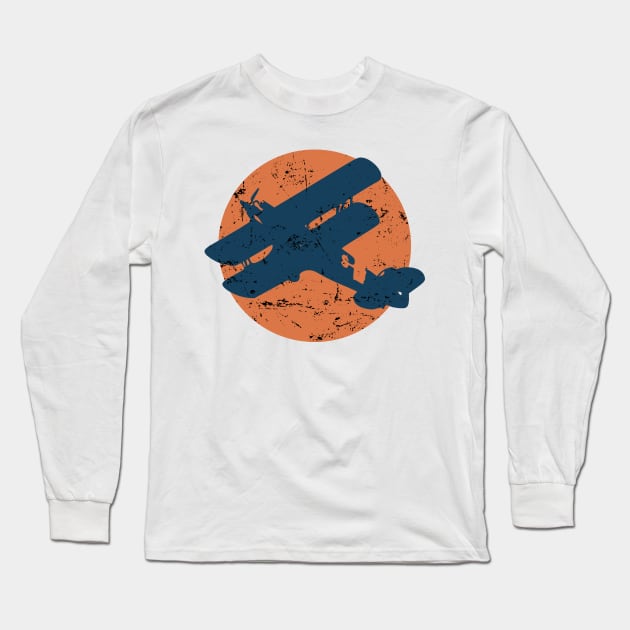 vintage minimalist plane silhouette Long Sleeve T-Shirt by opooqodesign